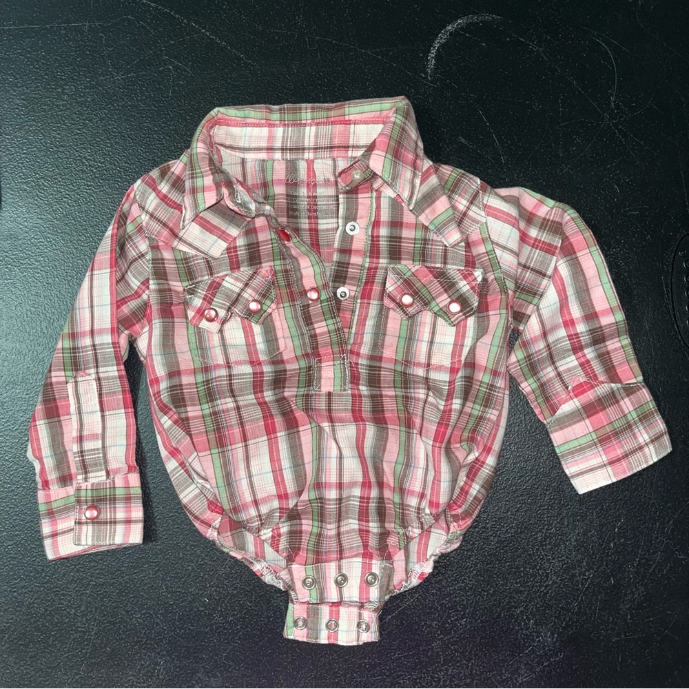 Wrangler baby girl pearl snap onesie